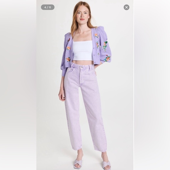 NWT $495 Alice + Olivia | Morita Floral Cardigan (Lavender Multi) Medium - Picture 8 of 8